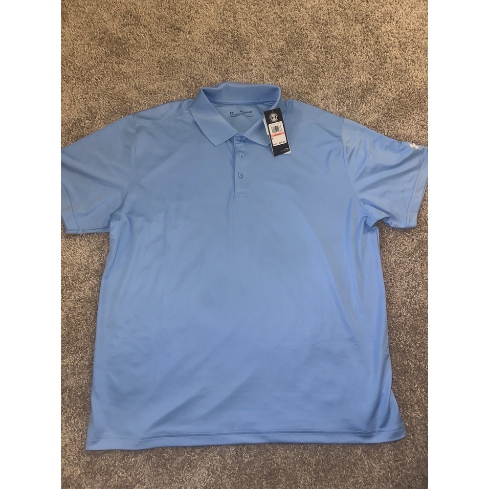 Under Armour HeatGear Men's 3XL Regular Blue Solid Polo SS Collared Loose Logo